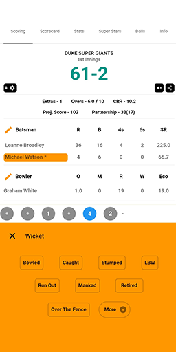 Scoring Page Wickets Keypad Image